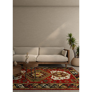 Savana Large Area Hand Knotted Wool Rug <b>Red</b> Orange Geometric Kilim for Entryway Hallway Home-Model Lca-2351 9x12 Rectangle - Product Image 5