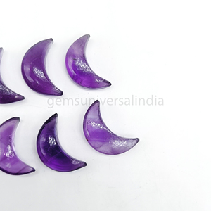 Cuentas talladas de luna creciente de amatista, cuentas sueltas de piedras preciosas con forma de luna de amatista púrpura para la fabricación de joyas, lunas de cristal talladas a mano - Product Image 4