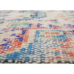 Tapis en laine vintage 9x12 noué à la main, motifs patchwork rectangulaires médaillon rouge-orange pour couloir, entrée et salon - Product Image 3