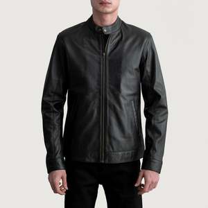 Zen Black Genuine <b>Sheepskin</b> Biker <b>Jacket</b> Reversible and Zippered Water-Proof and Embroidered Autumn XS Size Leather Coat - Product Image 1