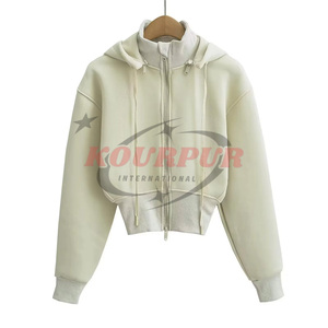 Sweat à capuche zippé pour femme en coton 100% de haute qualité, design élégant avec logo frontal, disponible en plusieurs couleurs à prix raisonnable - Product Image 2