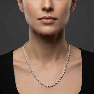 Stainless Steel Gold Plated Twisted <b>Rope</b> <b>Chain</b> Necklace with Zircon and Lobster Clasp - Product Image 4