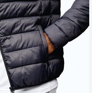 Custom Brand 100% Polyester <b>Lightweight</b> Quilted Full Zip Bind Cuffs Grey <b>Men</b> Packaway Puffer <b>Jacket</b> - Product Image 5