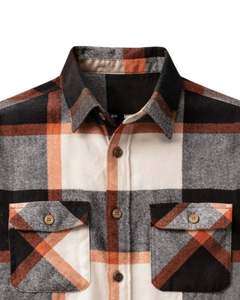 Chemise à carreaux pour homme, manches longues, boutonnée, style décontracté en flanelle, noir, gris, couleur rouille, fabricant sur mesure, vente en gros, OEM - Product Image 5