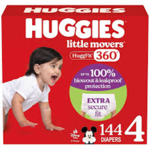 Huggies tamaño 4 pañales para bebés, Little Movers HuggFit 360 pañales para bebés con 360 en la cintura, tamaño 4 (22 37 LBS), 144 unidades - Product Image 4