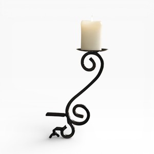 Artistic <b>Black</b> Iron Wall Mounted Candle <b>Holder</b> With Curved Scroll Design For Accent Lighting Unique - Product Image 1