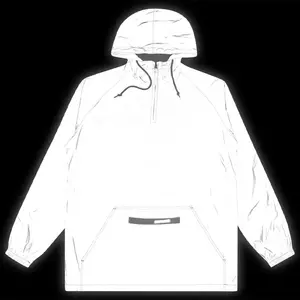 Nuevo diseño personalizado 100% poliéster algodón para hombre 3M reflectante plateado sudaderas con capucha Anorak cortavientos sudaderas con capucha chaquetas