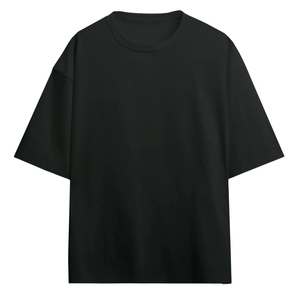 เสื้อยืดลำลองผู้ชายไซส์ใหญ่ คุณภาพสูง ระบายอากาศได้ดี เป็นมิตรกับสิ่งแวดล้อม ปักโลโก้ได้ตามต้องการ สีดำล้วน 220gsm - Product Image 1