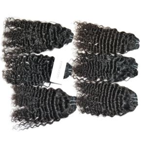 Raw Virgin Vietnamese Human Hair Machine Double Weft Cuticle Aligned Natural Bundles <b>Curly</b> Black Color Single Donor <b>Extensions</b> - Product Image 3