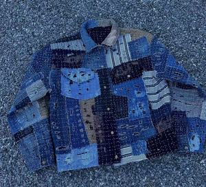 Vestes amples et ajustées pour hommes, imprimées patchwork, sur mesure, vente <span class=keywords><strong>en</strong></span> gros d'usine, vestes <span class=keywords><strong>en</strong></span> <span class=keywords><strong>jean</strong></span> de luxe pour l'hiver, design de créateur - Product Image 1