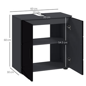 Kleankin 60x30x60cm Noir pour meuble de toilette en bois à 2 portes - Product Image 3