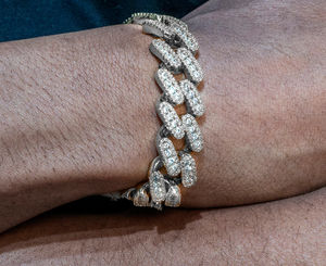 15MM Sólido 925 Plata Hip Hop Pulsera de cadena de eslabones cubanos 18K Chapado en oro con tachonado VVS1 Moissanite Diamond Passes Tester - Product Image 2