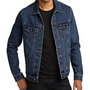 Streetwear décontracté pour hommes et femmes veste en jean bleu taille XL col à capuche tissu léger coupe décontractée pour l'hiver vente en gros - Product Image 6