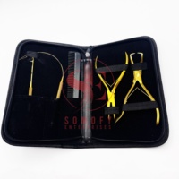 Kit d'accessoires de salon professionnel de haute qualité pour extensions de cheveux en acier inoxydable doré au plasma, avec pinces et aiguilles à crochet, durable