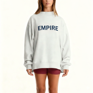 <b>Women's</b> Oversized Mockneck Solid Fleece Pullover <b>Sweatshirt</b> 100% Cotton Eco-Friendly Breathable Autumn Casual - Product Image 3