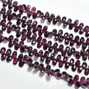 Cuentas de Briolette de forma ovalada facetada al por mayor suministros de abalorios de piedras preciosas de rojo granate natural - Product Image 3