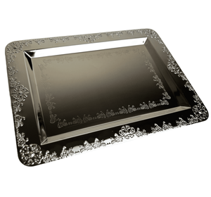 Plateau de service décoratif rectangulaire au toucher doré Utilisation du restaurant d'hôtel à domicile pour le plateau de décoration de table du Ramadan avec poignées - Product Image 6