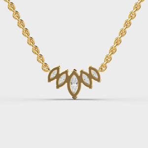 Collier en or jaune pour femme avec diamant taille marquise, chaîne classique pour un usage quotidien - Product Image 4