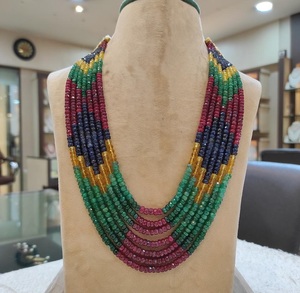 Conjunto de collar clásico de 7 filas de zafiro real de moda de la mejor calidad para mujeres y niñas bodas compromisos desgaste - Product Image 1