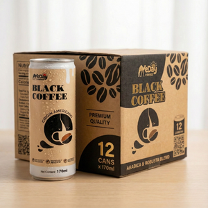 เครื่องดื่มกาแฟดำ 170 มล. กาแฟอเมริกาโนแบบกระป๋อง มีคาเฟอีน รับผลิตแบบ OEM ODM ฉลากสั่งทำได้ ได้รับการรับรองมาตรฐาน ISO HACCP และฮาลาล - Product Image 5