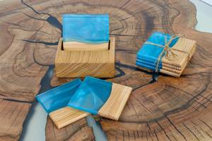 Sous-verres durables en résine de bois faits à la main, matériaux écologiques, conception anti-débordement anti-chaleur, beaux sous-verres en pierre - Product Image 3
