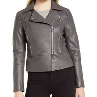 Chaqueta de Cuero Genuino para Mujer, Moda de Invierno, Tejida, Transpirable, Ecológica, Impermeable, de Alta Calidad, con Logotipo Personalizado