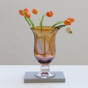 Jarrones cilíndricos de vidrio transparente soplado a mano Bixuan, color coñac, ámbar, gris ahumado, portaflores, decoración para velas de pilar, centro de mesa - Product Image 2