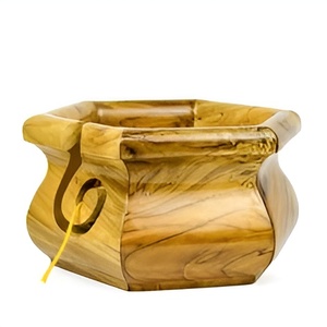 Cuenco de hilo de madera de Mango de Venta caliente, cuenco de ganchillo de diseño único de madera grande para soporte de hilo, ganchillo de punto para Decoración - Product Image 4