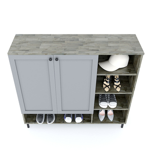 Zapatero Moderno de Bambú de 5 Niveles con Puertas, Estructura de Madera de Caucho y Patas de Hierro, 120x35x110cm, Mueble para el Hogar KG68028 - Product Image 4