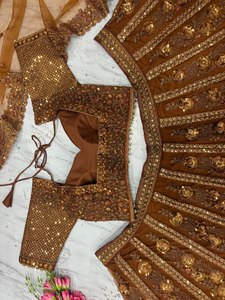 Designer Traditional Indian Pakistani Satin Lehenga Choli 3.5 Meter Flare Stitched Summer Quick Dry Sun Protection Latest Diwali - Product Image 3