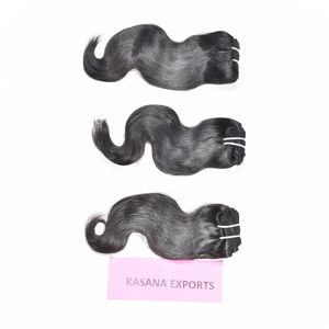 Cabello Humano Indio Barato 100% Virgen Remy Ondulado Profundo Color Natural Cutícula Alineada Venta al por Mayor Doble Trama a Máquina 100g - Product Image 1