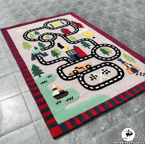 Juego de alfombras y alfombras para adultos indios con textura de lana 100%, patrón redondo moderno hecho a mano para uso en el hogar y el Hotel, sala de estar - Product Image 3