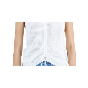 Gilet in maglia con scollo a V e arricciature sul davanti di Sugar Moon Junior, colore bianco, taglia XS - Product Image 3