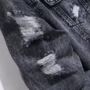 Chaqueta Vaquera Azul Vintage 2026 para Hombre, Personalizada, Casual, Ajustada, Manga Larga, Estilo Motero, con Letras en la Parte Delantera, Ecológica - Product Image 4