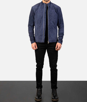 Vente en gros – Nouvelle collection 2025 – Blouson en daim pour homme avec empiècements en cuir véritable et toile – Tendance hiver, respirant et coupe-vent