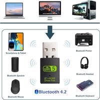 Adaptateur USB WiFi BT 600Mbps double bande 2.4/5GHz Dongle réseau sans fil pour PC/ordinateur portable/ordinateur de bureau prend en charge Windows OS type externe