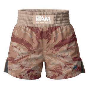 Short de MMA brodé personnalisable pour homme Tissu peigné extensible Grappling Kickboxing Fightwear Ruffles High Waist - Product Image 1