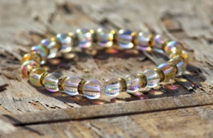 กำไลข้อมือควอตซ์ Angel Aura แท้,คริสตัลบำบัดควอตซ์ยืดหินอัญมณีควอตซ์สีรุ้งทรงกลม AAA - Product Image 2