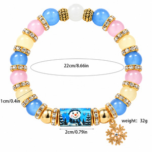 Pulsera elástica con cuentas navideñas, joyería unisex con dije de bastón de caramelo, pulsera de regalo navideño con caja de regalo de Navidad para hombres y mujeres - Product Image 6