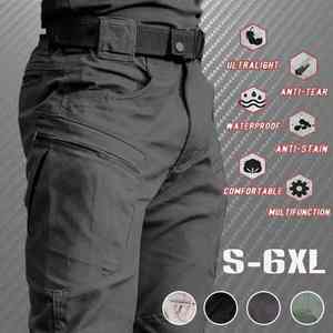 2025 Men's Outdoor <b>Waterproof</b> Tactical <b>Cargo</b> <b>Pants</b> Breathable Canvas Quick Dry Summer Casual Long Trousers with Flat Front Style - Product Image 6