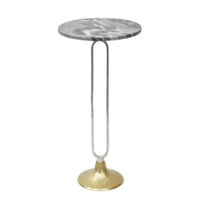 Table basse ronde en aluminium de haute qualité avec base en métal fini or et marbre pour salon - Product Image 3