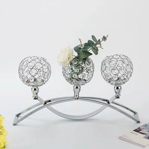 Luxury 3 In One <b>Crystal</b> Work Candle <b>Stand</b> Gold Finished Perfect For Bedroom Decor Centerpiece And Party Decoration From India - Product Image 5