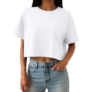 Sustainable Fashion <b>Women's</b> Lightweight Breathable Summer Crop Top Sporty Round Neck Short Sleeve <b>Shirt</b> Fashionable Top - Product Image 4