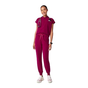 Uniforme de enfermería personalizado, 2 uds., venta al por mayor, novedad en línea, manga corta, cremallera, cuello alto, uniformes médicos para uso diario - Product Image 1