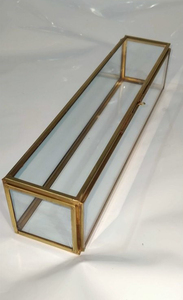 Moderne Exclusice Rectangle Forme Verre Clair Longue Boîte Fleur Bijoux Souvenir Verre Boîte Or Fini Maison & Bureau Décorer - Product Image 6