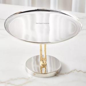 Support de gâteau décoratif antique en métal à 2 niveaux de forme ronde avec conception de branches pour présentoir de fête d'événement d'anniversaire - Product Image 5