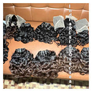 Extensions de cheveux humains vierges, bouclés, cuticules alignées, cheveux indiens, 100% bruts, non traités, du temple : modèle non permanent - Product Image 1