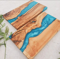 Tabla de Queso de Resina Epoxi Natural, Arte Indio Exótico, Utensilios de Cocina de Madera de Acacia, Tabla de Cortar Rectangular Sostenible, Apta para Lavavajillas