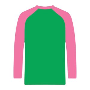 Maglietta a Maniche Lunghe Verde Raglan in Cotone con Ricamo in Ciniglia per Confraternite Greche Divine Nine Personalizzabile - Product Image 3