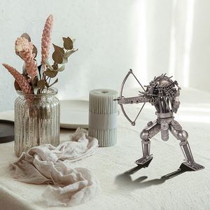 Jouet robot prédateur en métal massif 15L * 17W * 22H bricolage modèle de dinosaure en bois Cartoony cadeau parfait pour enfants avec arc et flèche - Product Image 6